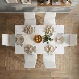 White 4-6 Seater Dining Table and Chairs Set - thumbnail 4