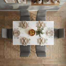 White 4-6 Seater Dining Table and Chairs Set - thumbnail 4