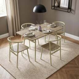 Torvi Industrial 4 Seater Dining Table and Chairs Set, Sonoma Oak