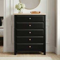 Haven Black Tall 5 Chest of Drawers - Painted Bedroom Drawers - thumbnail 2