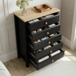 Haven Black Tall 5 Chest of Drawers - Painted Bedroom Drawers - thumbnail 3