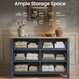 Linra Blue Painted Large 6 Chest of Drawers - Bedroom Dresser - thumbnail 3