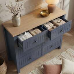 Linra Blue Painted Large 6 Chest of Drawers - Bedroom Dresser - thumbnail 5
