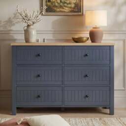 Linra Blue Painted Large 6 Chest of Drawers - Bedroom Dresser - thumbnail 2