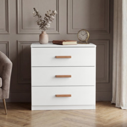 Blythe 3 Piece Bedroom Furniture Set - White, Wardrobe & Drawers - thumbnail 3