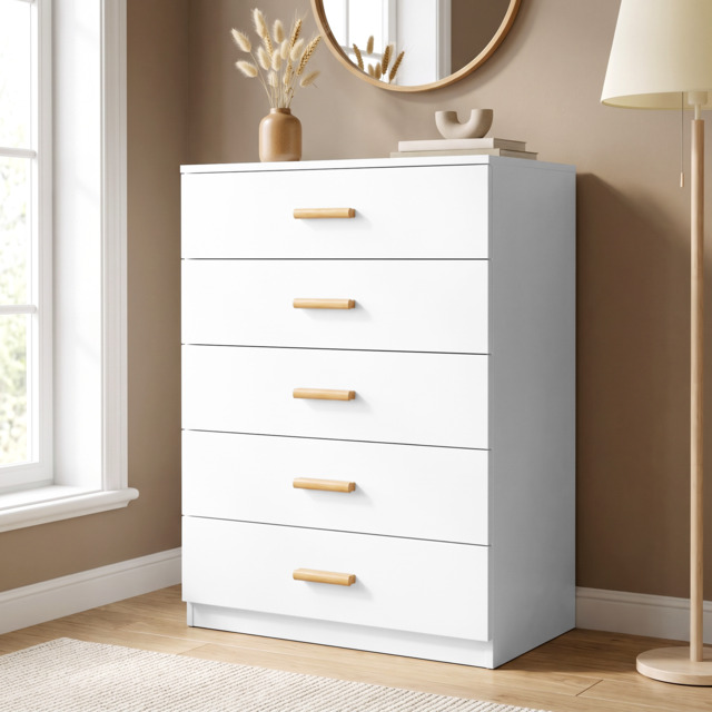 Tall 5 Drawer Chest of Drawers - Bedroom Storage - image 1