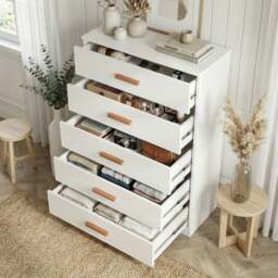 Tall 5 Drawer Chest of Drawers - Bedroom Storage - thumbnail 3