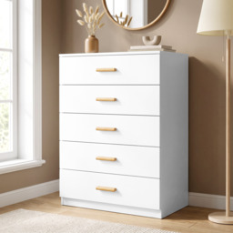 Tall 5 Drawer Chest of Drawers - Bedroom Storage - thumbnail 1