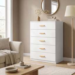 Tall 5 Drawer Chest of Drawers - Bedroom Storage - thumbnail 4