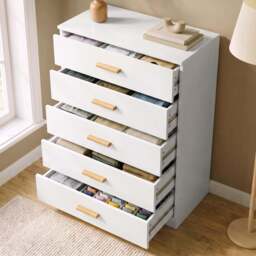 Tall 5 Drawer Chest of Drawers - Bedroom Storage - thumbnail 3