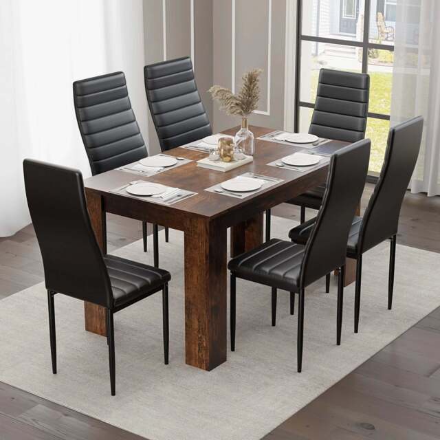 Rustic 4-6 Seater Dining Table and Chairs Set - image 1