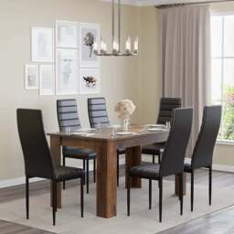 Rustic 4-6 Seater Dining Table and Chairs Set - thumbnail 2