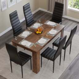 Rustic 4-6 Seater Dining Table and Chairs Set - thumbnail 6