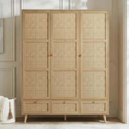 Wovena Rattan 4 Piece Bedroom Furniture Set Oak Effect - thumbnail 2
