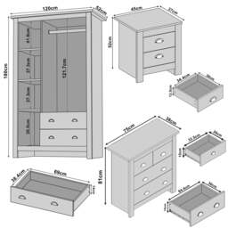 Shaker 4 Piece Bedroom Set - Wardrobe and Chest of Drawers - thumbnail 5