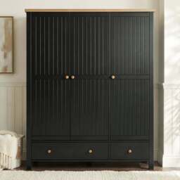 Linra Painted 4 Piece Bedroom Furniture Set Black - Oak Top - thumbnail 2