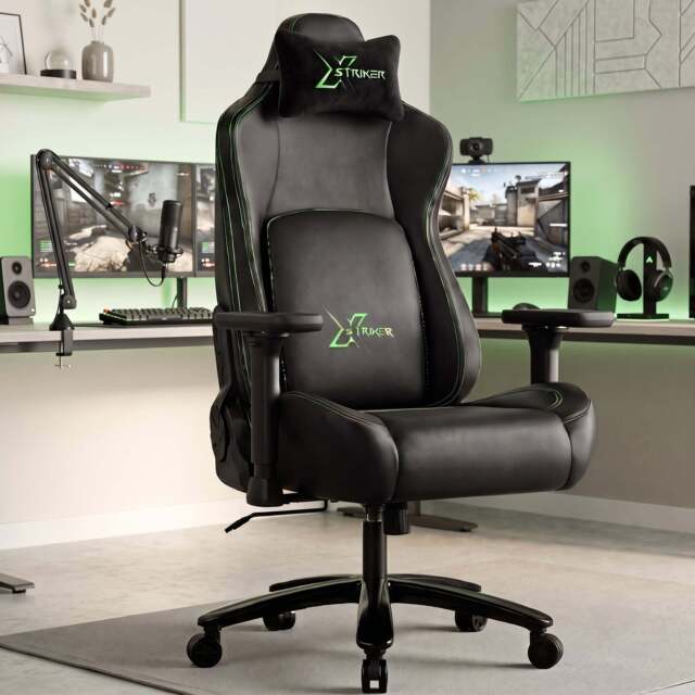 Black Ergonomic Gaming Chair with Headrest and Lumbar Support - image 1