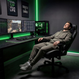 Black Ergonomic Gaming Chair with Headrest and Lumbar Support - thumbnail 4