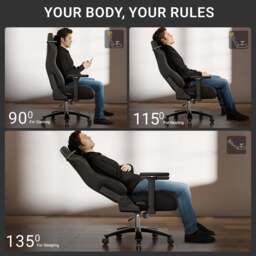 Black Ergonomic Gaming Chair with Headrest and Lumbar Support - thumbnail 6