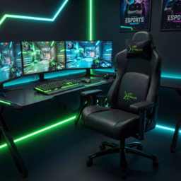 Black Ergonomic Gaming Chair with Headrest and Lumbar Support - thumbnail 3