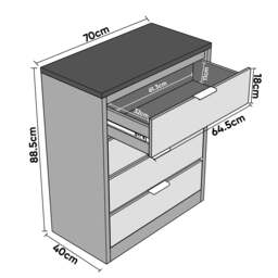 Skova 4 Drawer Chest of Drawers - Deep Chester Drawers - thumbnail 5