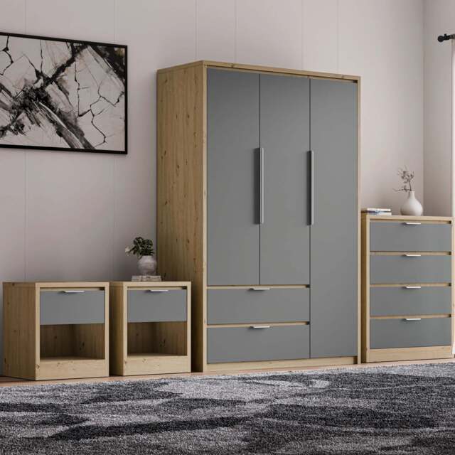 Skova 4 Piece Bedroom Set - Wardrobe and Chest of Drawers - image 1