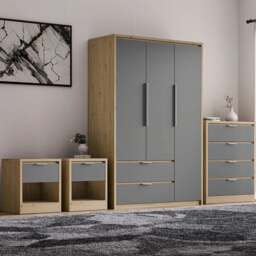 Skova 4 Piece Bedroom Set - Wardrobe and Chest of Drawers - thumbnail 1