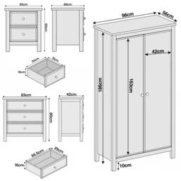 Haven Painted 3 Piece Bedroom Furniture Set Blue - Oak Top - thumbnail 5