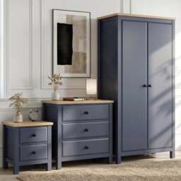 Haven Painted 3 Piece Bedroom Furniture Set Blue - Oak Top - thumbnail 1