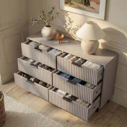 Flutrina Painted 6 Drawer Wide Chest of Drawers Bedroom Dresser - thumbnail 3