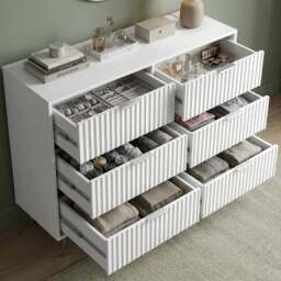 Flutrina Painted 6 Drawer Wide Chest of Drawers Bedroom Dresser - thumbnail 3
