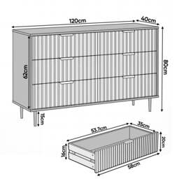 Flutrina Painted 6 Drawer Wide Chest of Drawers Bedroom Dresser - thumbnail 4