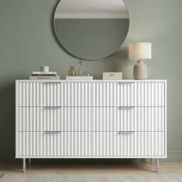 Flutrina Painted 6 Drawer Wide Chest of Drawers Bedroom Dresser - thumbnail 2