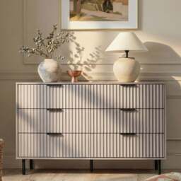 Flutrina Painted 6 Drawer Wide Chest of Drawers Bedroom Dresser - thumbnail 1