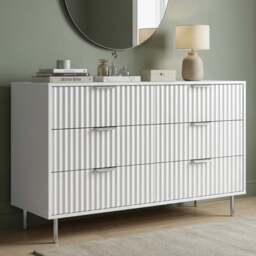 Flutrina Painted 6 Drawer Wide Chest of Drawers Bedroom Dresser - thumbnail 1