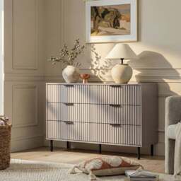 Flutrina Painted 6 Drawer Wide Chest of Drawers Bedroom Dresser - thumbnail 2