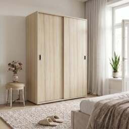 Torvek 2 Door Sliding Wardrobe with Shelves - Natural Oak Finish - thumbnail 6
