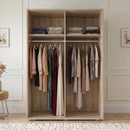 Torvek 2 Door Sliding Wardrobe with Shelves - Natural Oak Finish - thumbnail 5