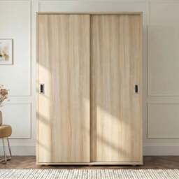 Torvek 2 Door Sliding Wardrobe with Shelves - Natural Oak Finish - thumbnail 2