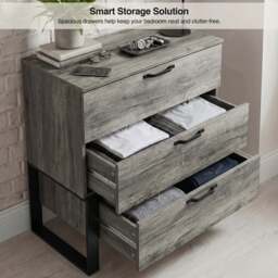 Millwright 3 Drawer Chest of Drawers, Wooden Grey Effect - thumbnail 5
