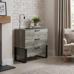 Millwright 3 Drawer Chest of Drawers, Wooden Grey Effect - thumbnail 6