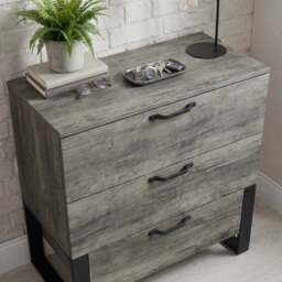 Millwright 3 Drawer Chest of Drawers, Wooden Grey Effect - thumbnail 3