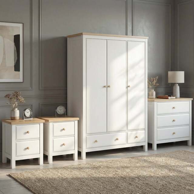 Haven Painted 4 Piece Bedroom Furniture Set - Oak Top - image 1