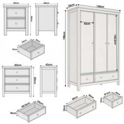 Haven Painted 4 Piece Bedroom Furniture Set - Oak Top - thumbnail 5
