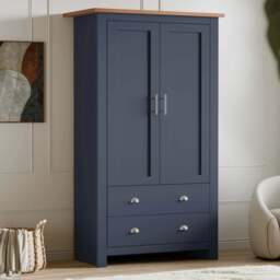Shaker Double Wardrobe With Drawers And Hanging Space - Blue