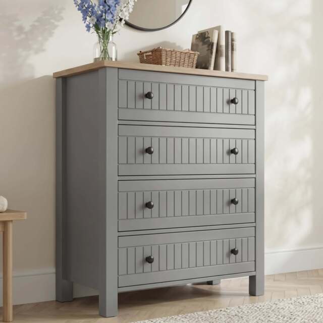 Linra Grey Painted 4 Chest of Drawers - Bedroom Drawers - image 1