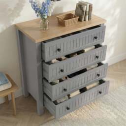Linra Grey Painted 4 Chest of Drawers - Bedroom Drawers - thumbnail 3