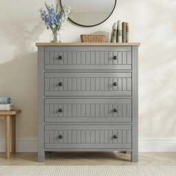 Linra Grey Painted 4 Chest of Drawers - Bedroom Drawers - thumbnail 2