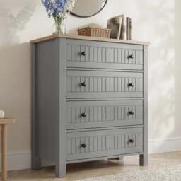 Linra Grey Painted 4 Chest of Drawers - Bedroom Drawers - thumbnail 1