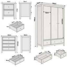 Haven Painted 4 Piece Bedroom Set - Oak Top - thumbnail 5